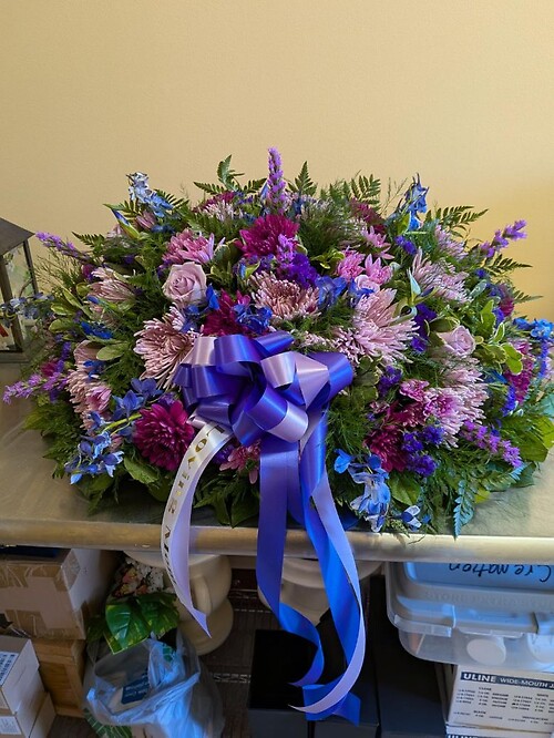 Lush Lavender &amp; Blue Casket Spray