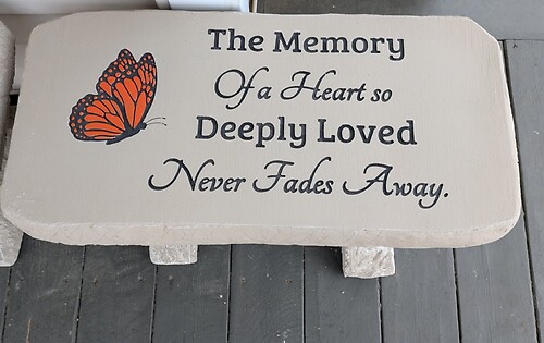 Deeply Loved Cement Sympathy Garden Bench