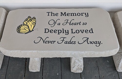 Never Fades Away Cement Sympathy Bench