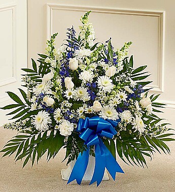 Tribute Blue &amp; White Floor Basket Arrangement
